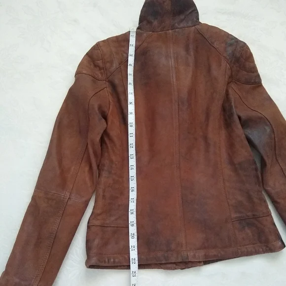 Wilsons Vintage leather biker asymmetric moto quilted shoulder distressed - Picture 7 of 7